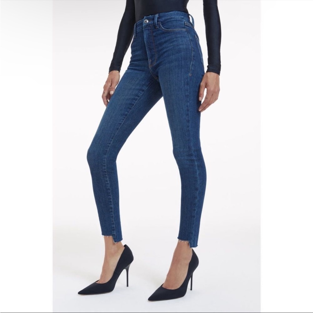 Good American Good Legs Indigo Step Hem Skinny Jeans